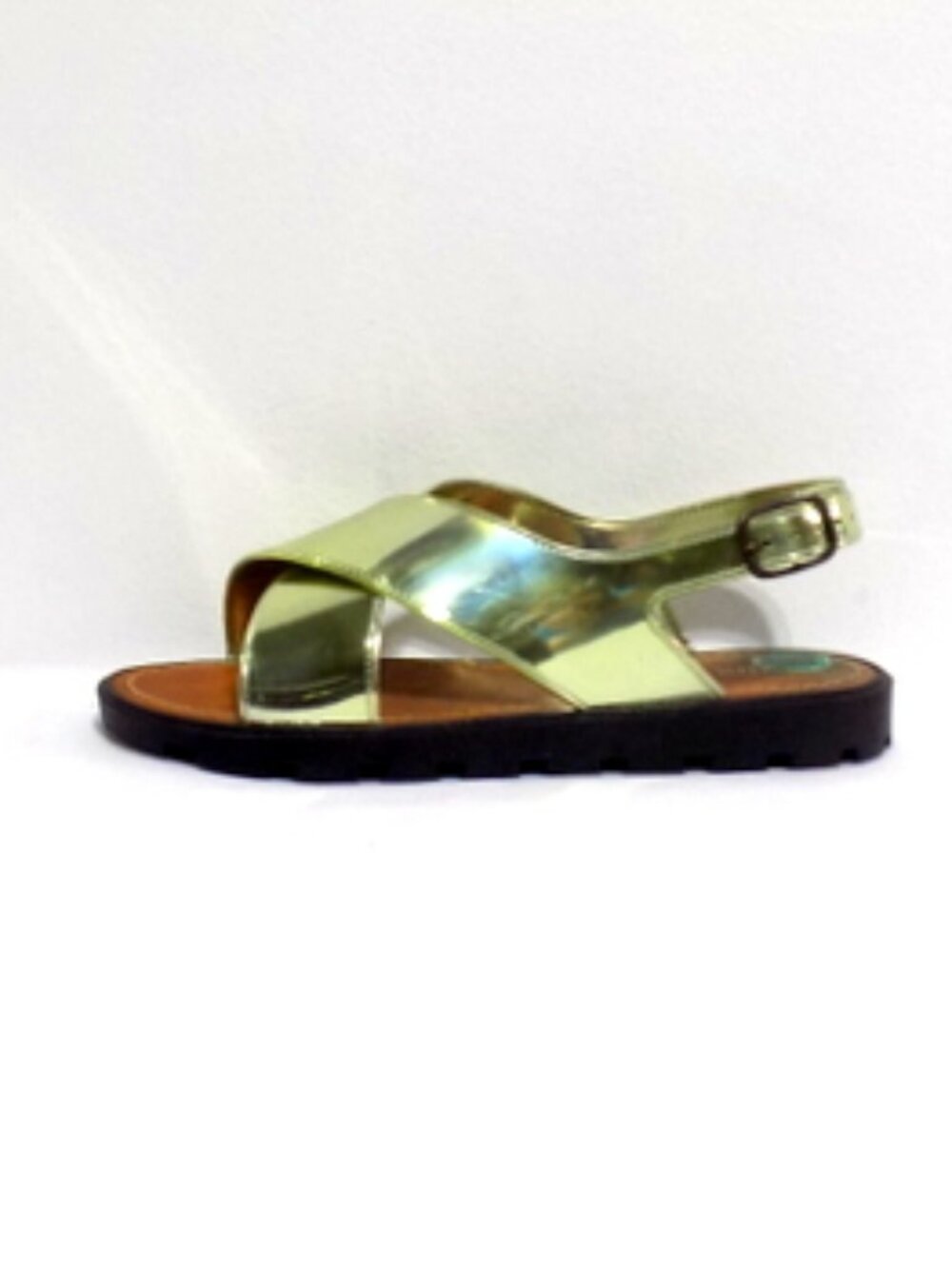 Electric Karma Metallic Gold X-Strap Sling Back Summer Flat Sandals – Size: 8 - Picture 7 of 10